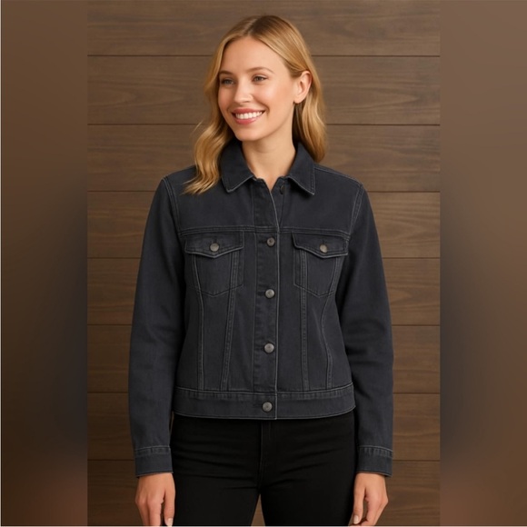 Zara Dark Gray Denim Jacket - Picture 1 of 7